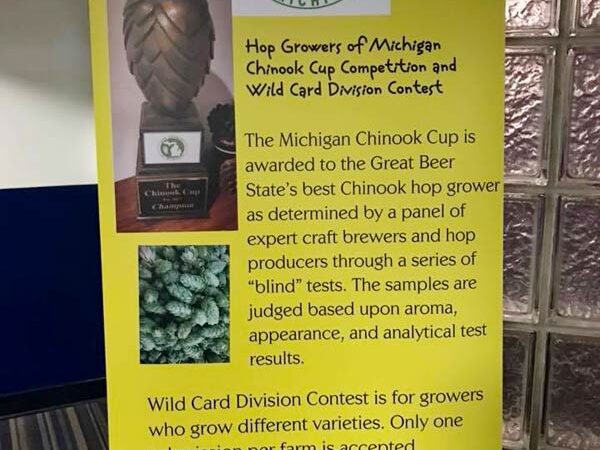 hop growers of michigan information banner on the chinook cup